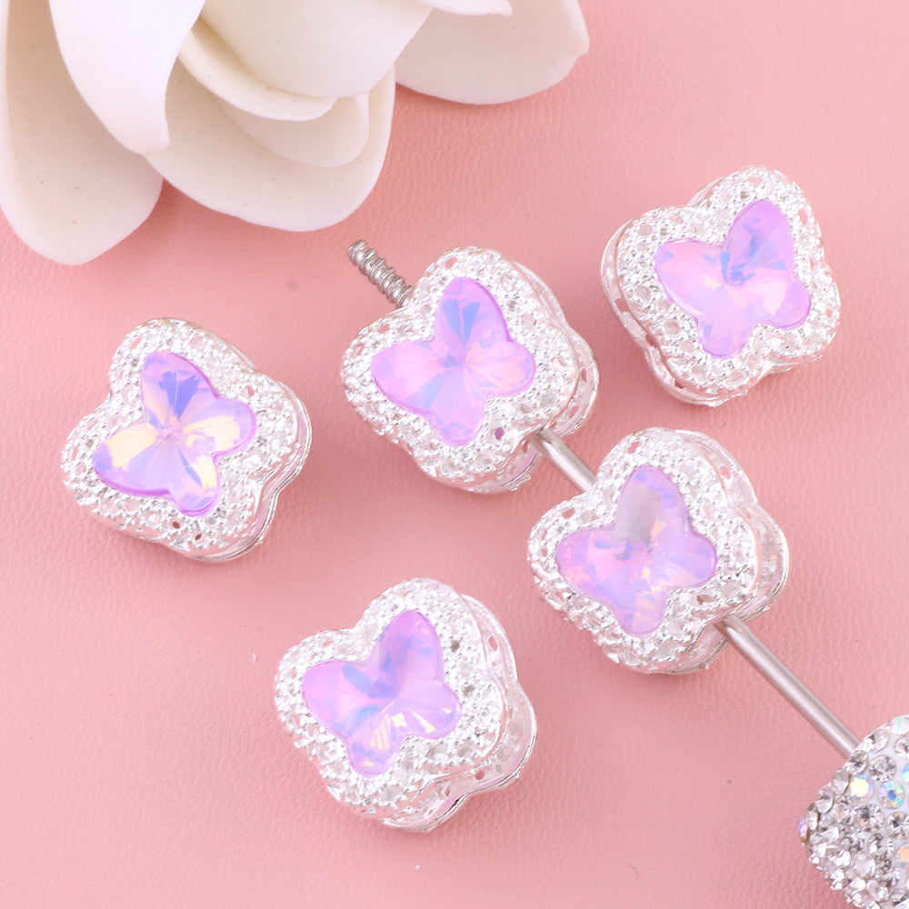 Heavy Duty Double-Sided Alloy Small Butterfly with Zircon