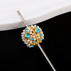 Kimhatter Nepal Heavy-Duty Alloy Pumpkin Bead with Rhinestones & Diamond Ball