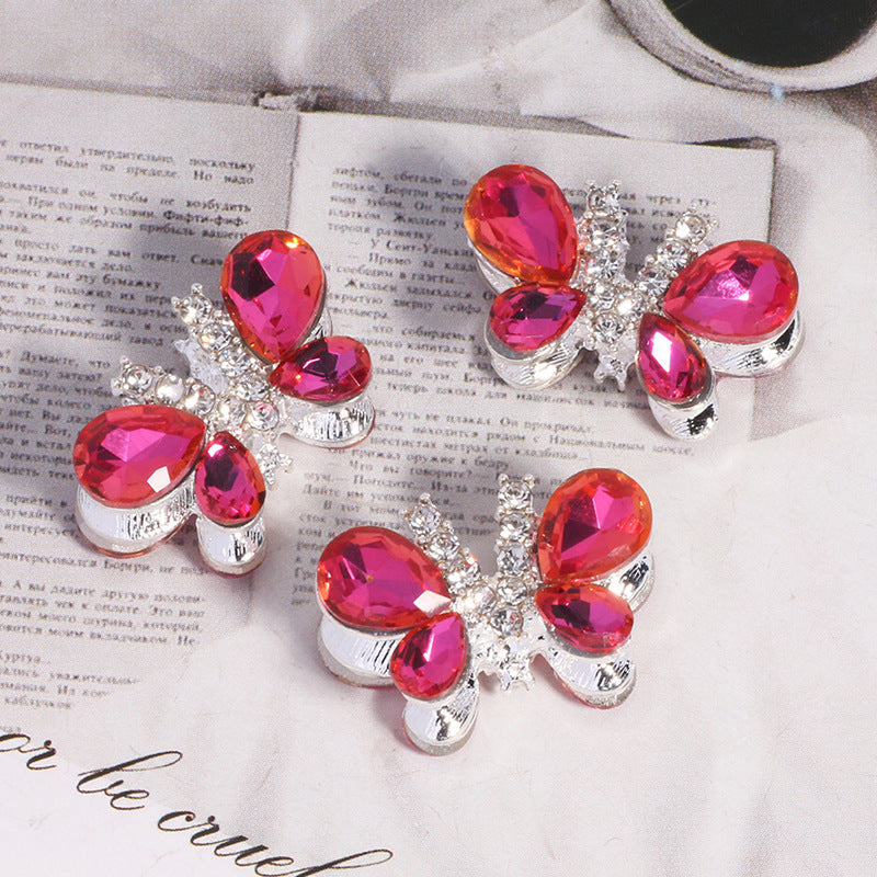 Kimhatter Heavy-Duty Alloy Sparkling Butterfly Rhinestone Bead
