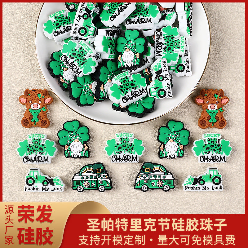 St. Patrick's day silicone focal beads