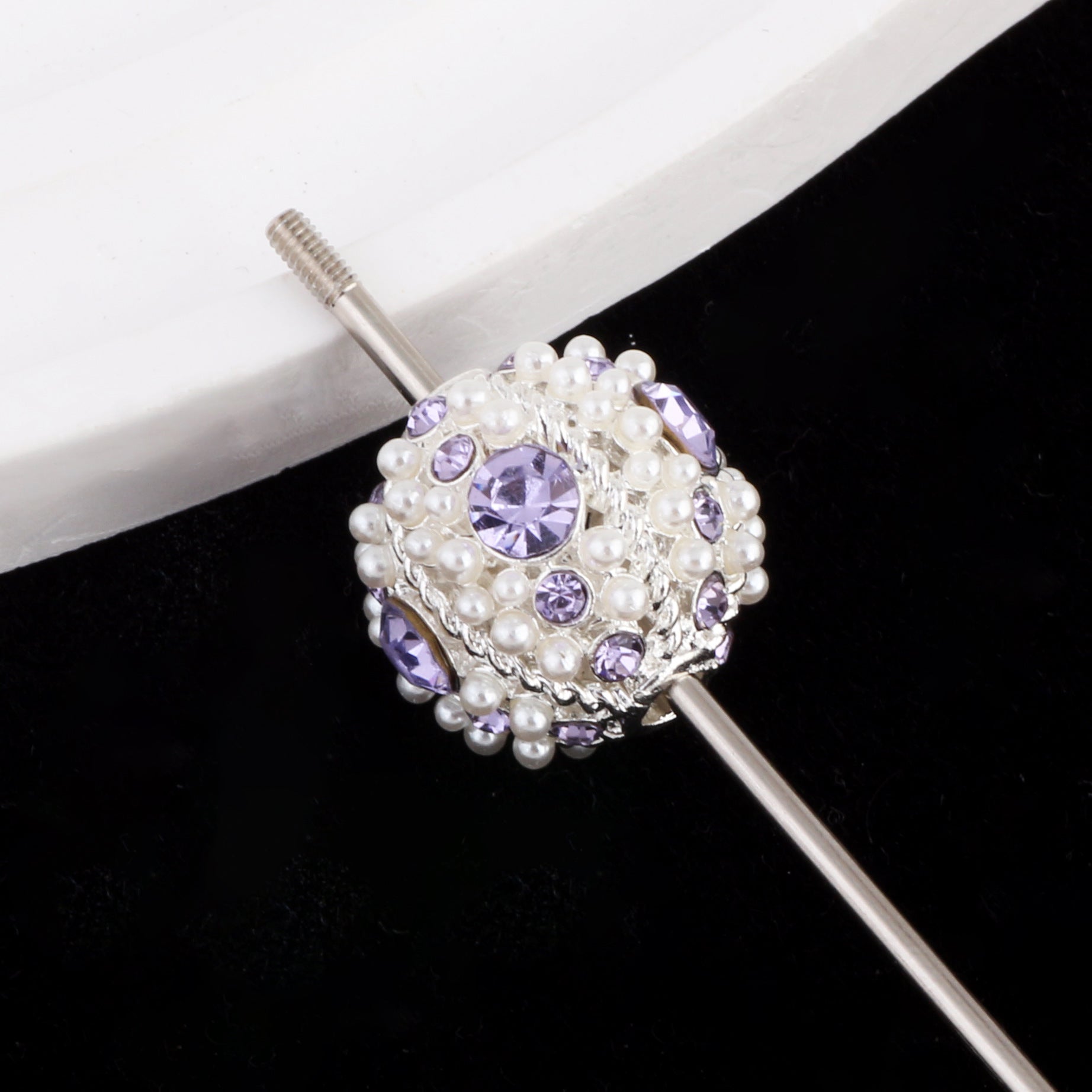 Kimhatter Nepal Heavy-Duty Alloy Pumpkin Bead with Rhinestones & Diamond Ball