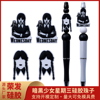 DIY Wednesday themed silicone focal bead