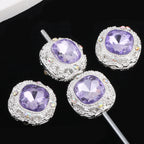 Kimhatter Silver Small Square Rhinestone Alloy Diamond Ball Bead