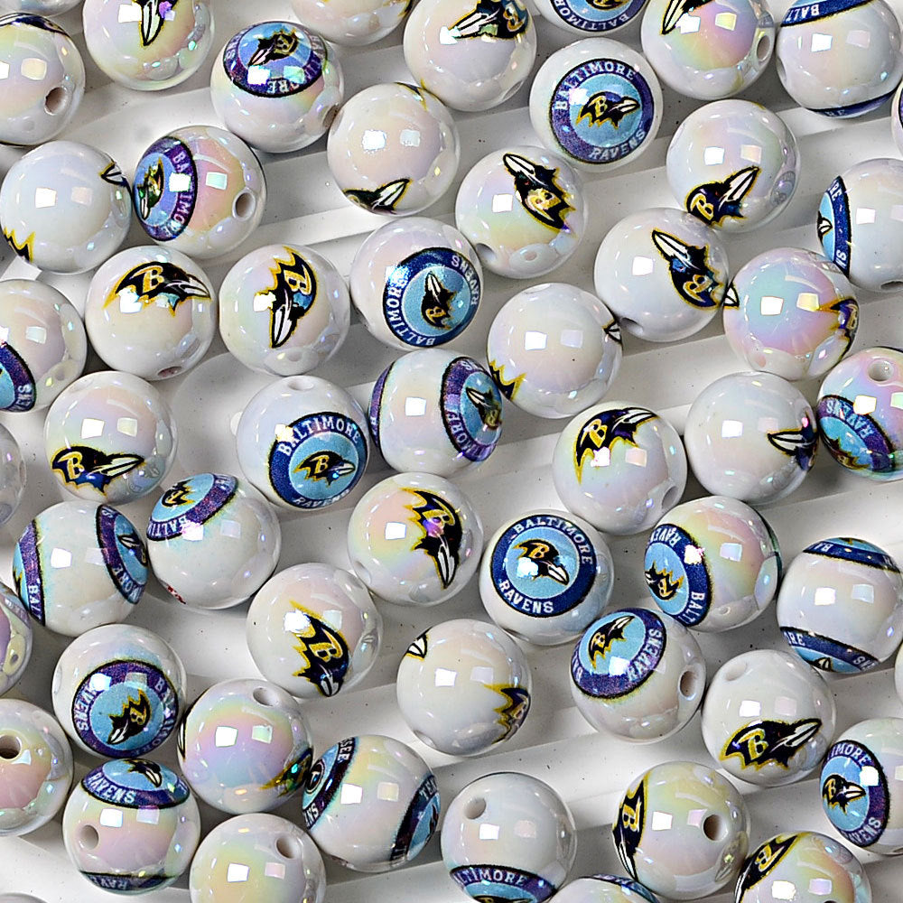 16mm NFL Football Team Beads – Double-Sided Acrylic Round Beads for Game Day Jewelry & Crafts
