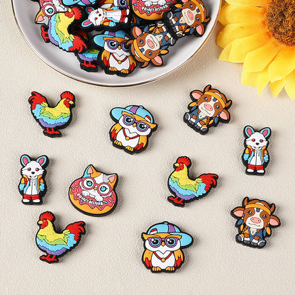 Cute colorful animal silicone focal bead
