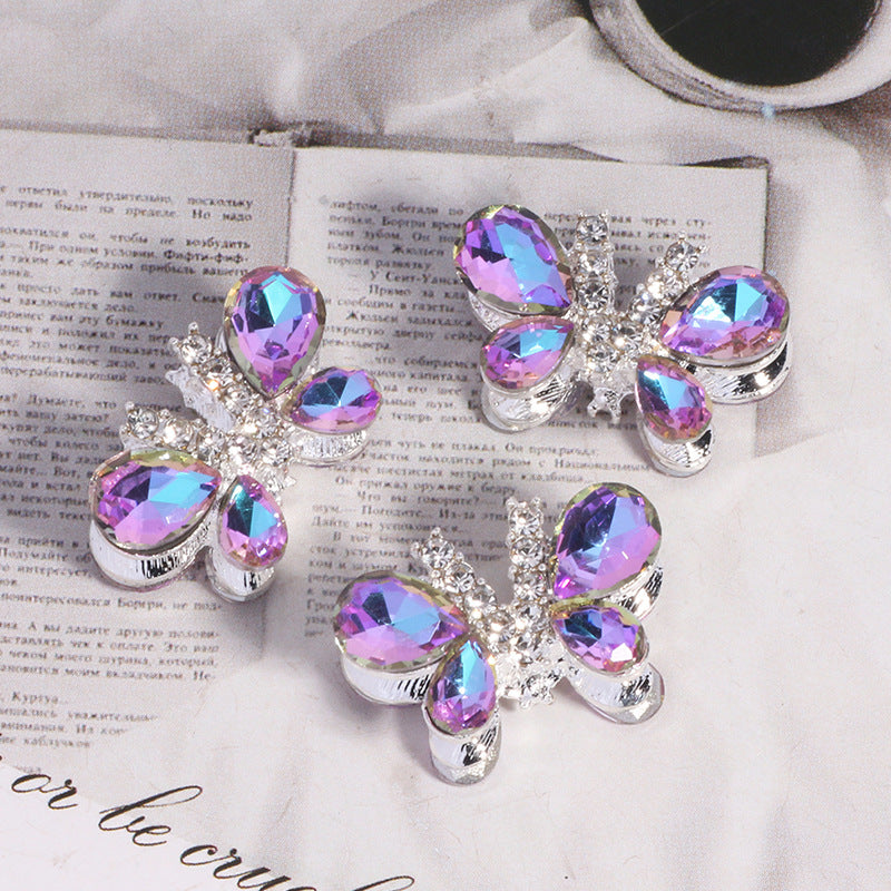 Kimhatter Heavy-Duty Alloy Sparkling Butterfly Rhinestone Bead