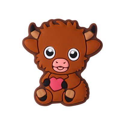 Cute cartoon animal head silicone focal bead