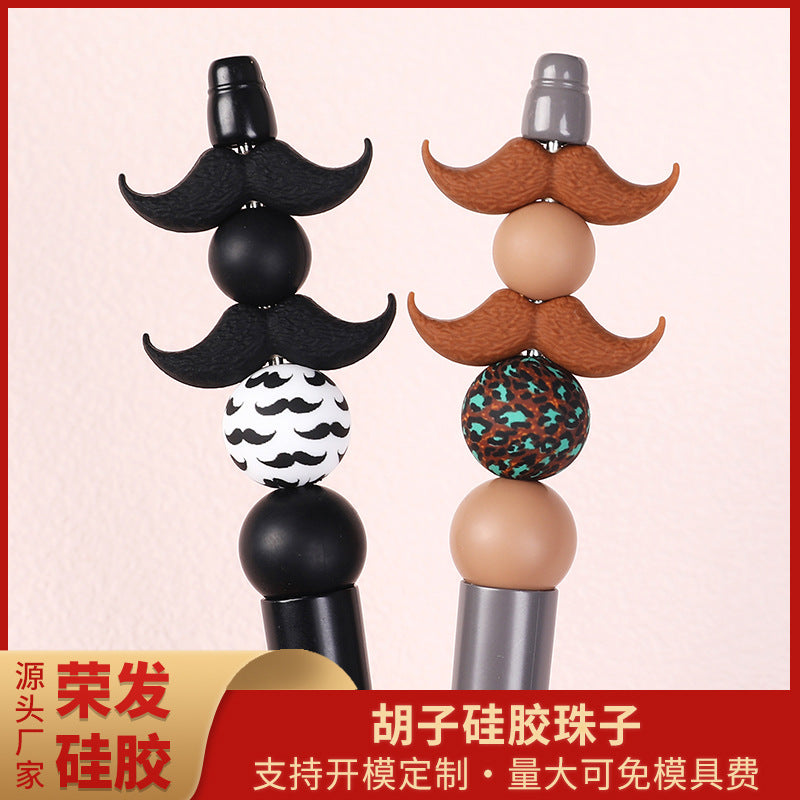 Brown and black mustache silicone focal bead