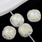 Kimhatter Silver Small Square Rhinestone Alloy Diamond Ball Bead