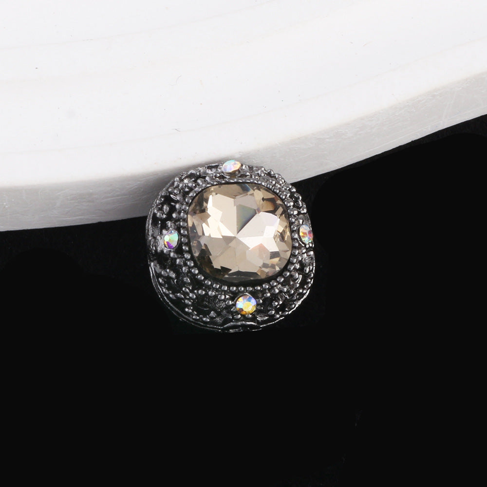 Kimhatter Silver Small Square Rhinestone Alloy Diamond Ball Bead