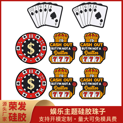 Cartoon lucky card silicone focal beads