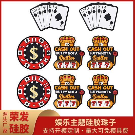 Cartoon lucky card silicone focal beads