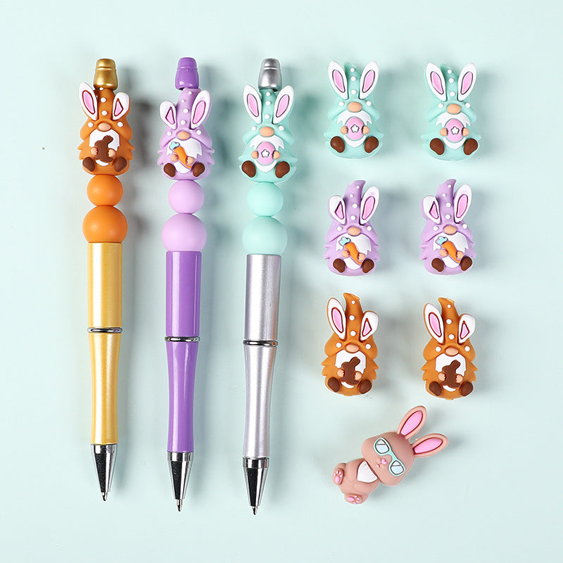 Easter 3D silicone beads, cartoon rabbit, three-dimensional gnome silicone bead accessories