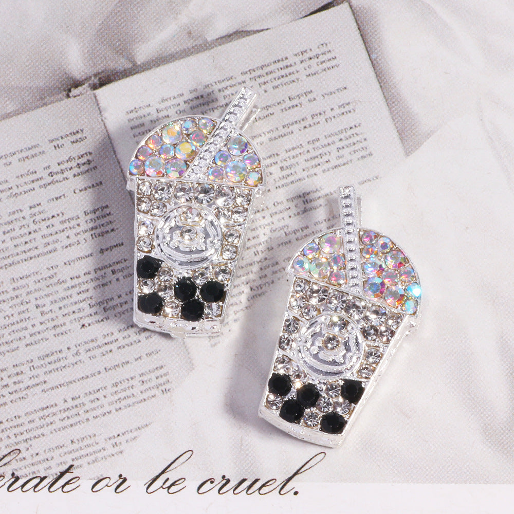 ouble-Sided Milk Tea Alloy Beads with Straight Hole
