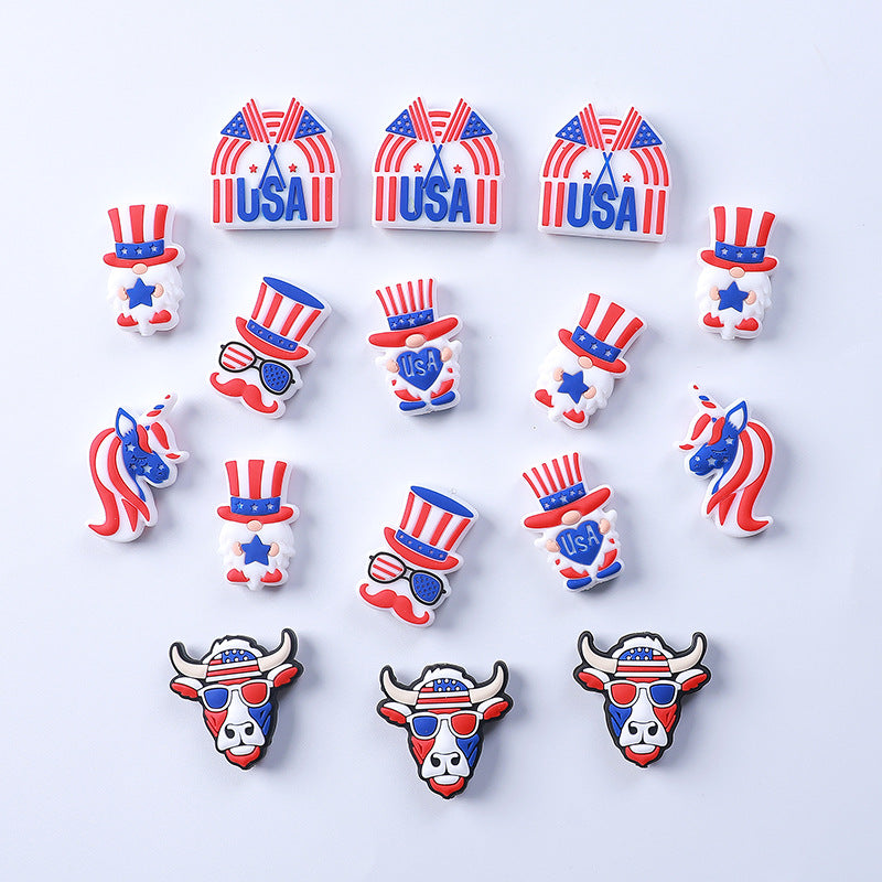 USA Independence day animal themed silicone focal beads