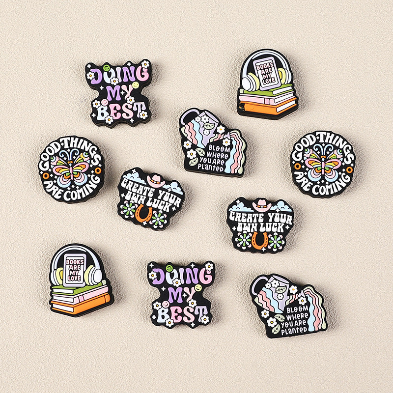 English letter inscription silicone focal bead