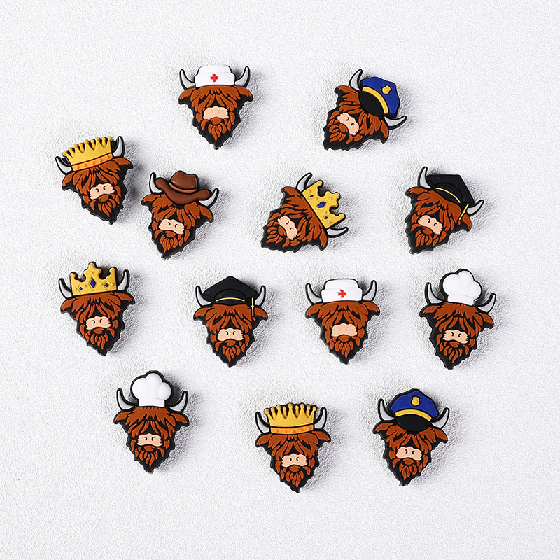Special cartoon highland cow silicone focal beads
