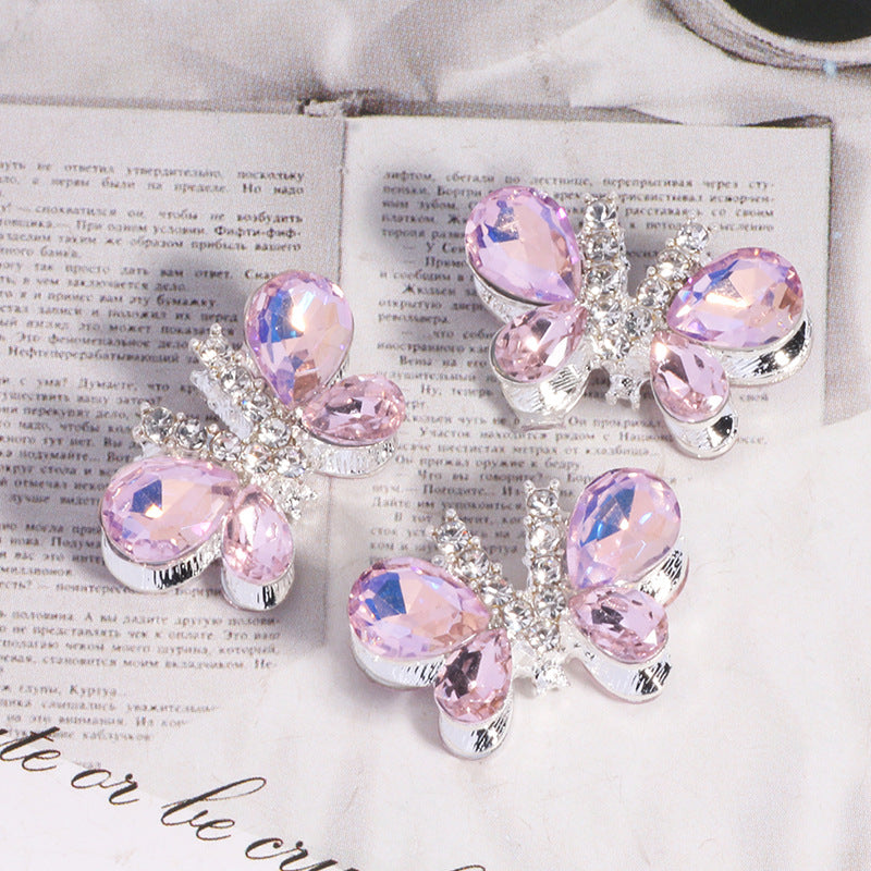 Kimhatter Heavy-Duty Alloy Sparkling Butterfly Rhinestone Bead