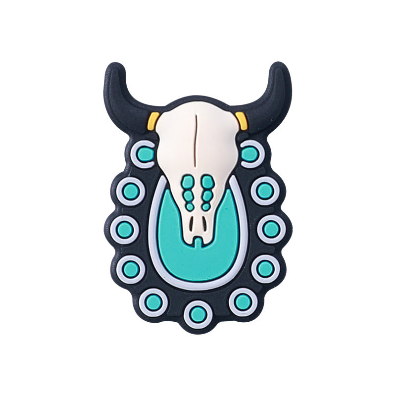 Bull head, cowgirl hat silicone focal bead