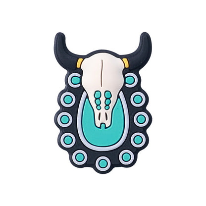 Bull head, cowgirl hat silicone focal bead