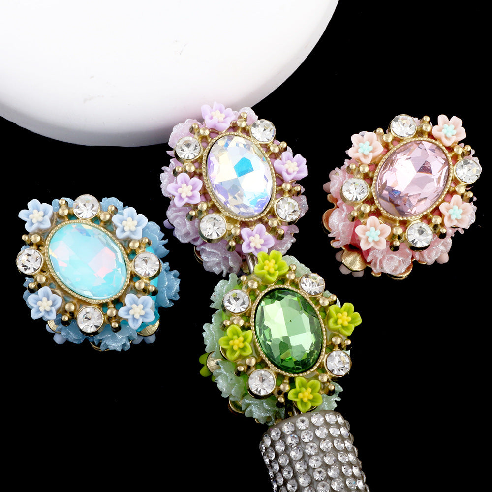 Vintage Floral Ball Zircon Magic Mirror Polymer Clay Bea
