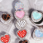Heavy Duty Double-Layer Heart Alloy Bead with Rhinestones