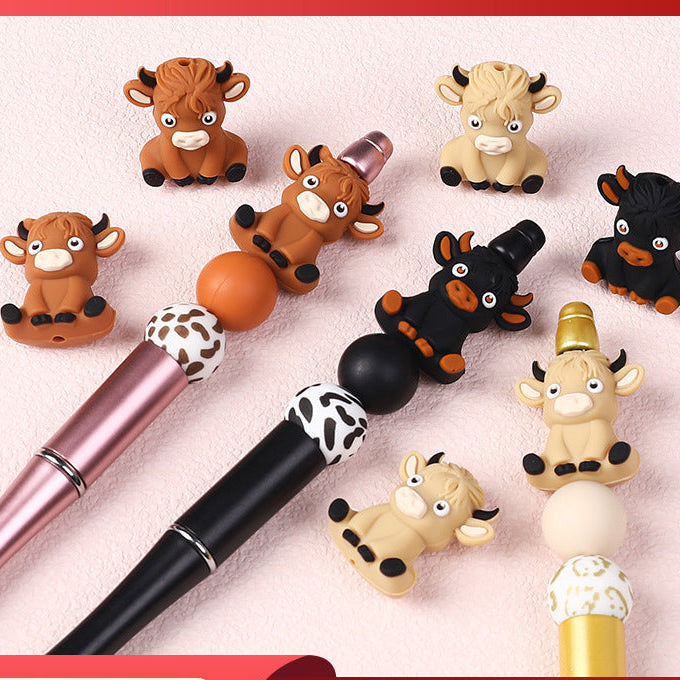3D Highland cow DIY silicone beads