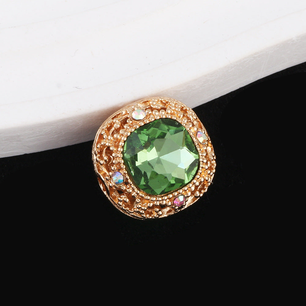 Kimhatter Silver Small Square Rhinestone Alloy Diamond Ball Bead