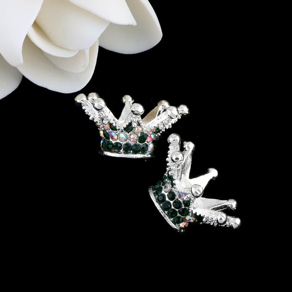 Kimhatter Heavy-Duty Colorful Crown Spacer Bead with Full Rhinestones 5pcs/bag