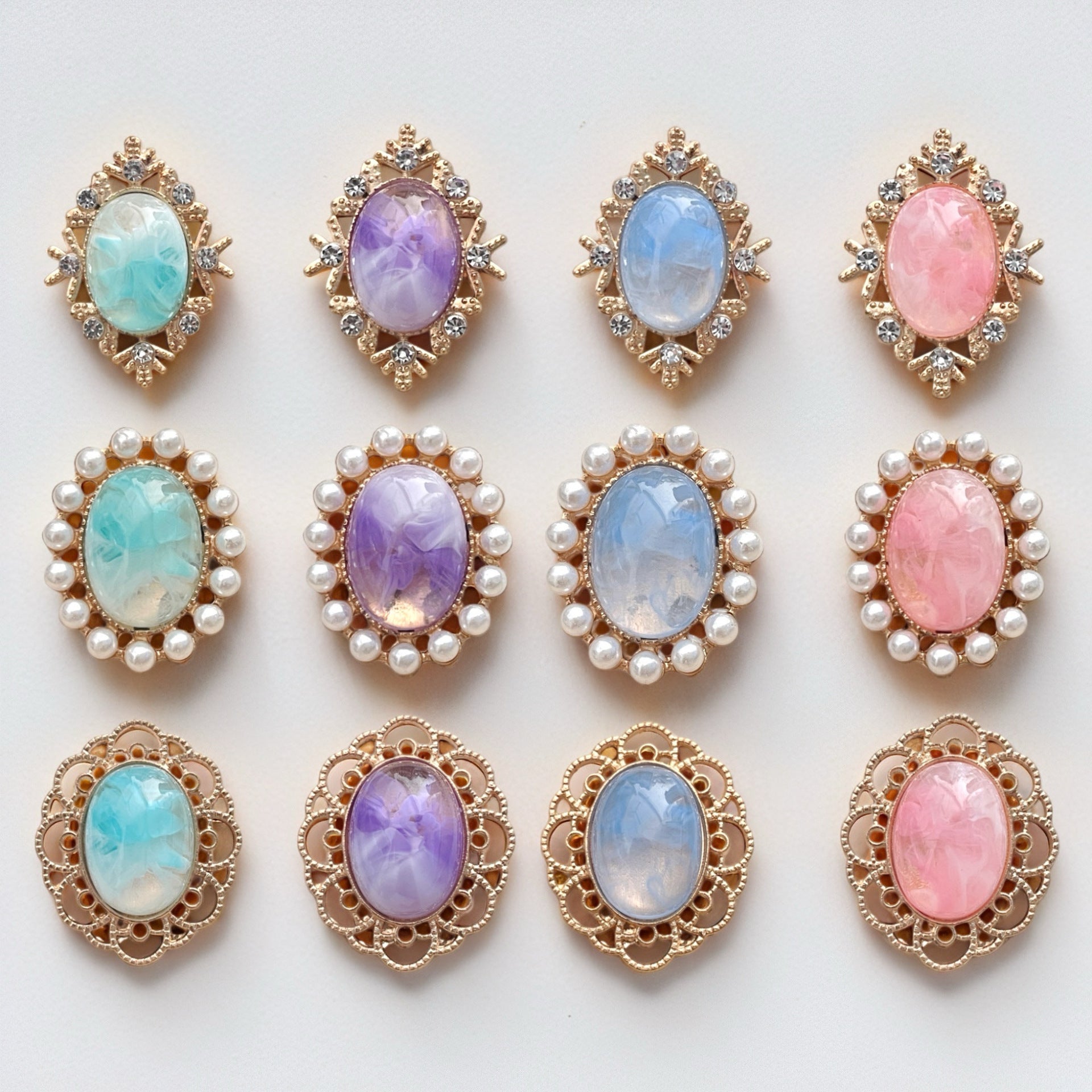 Cloud Fantasy Series Rhombus Alloy Charm with Lace Edge
