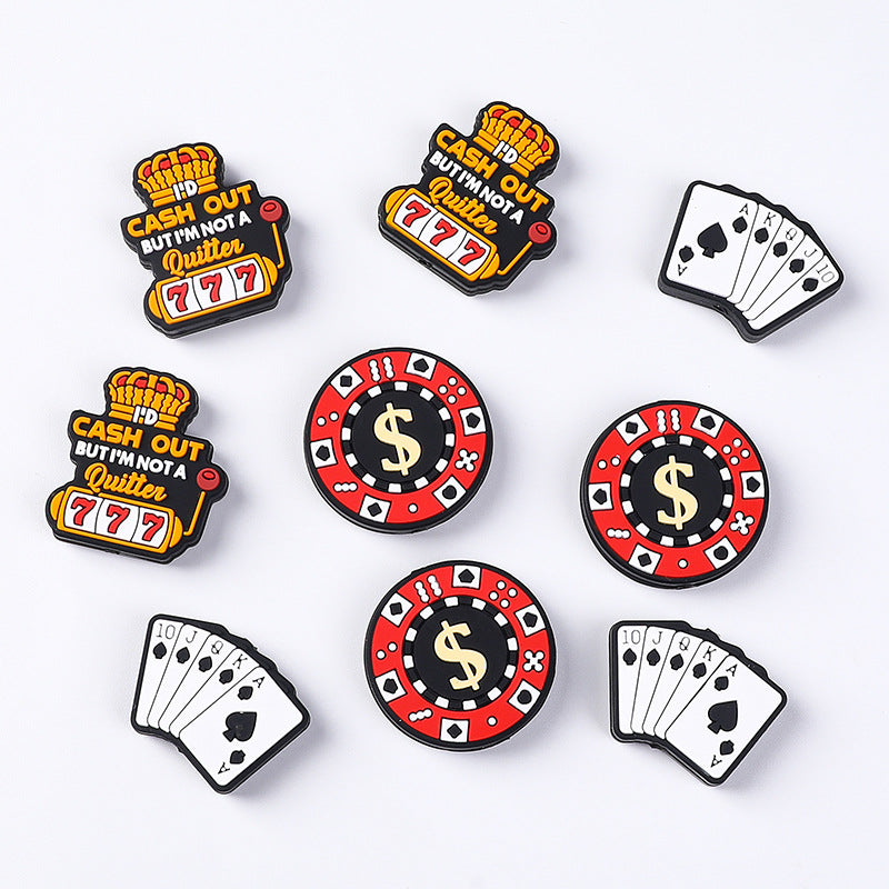Cartoon lucky card silicone focal beads