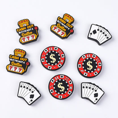 Cartoon lucky card silicone focal beads