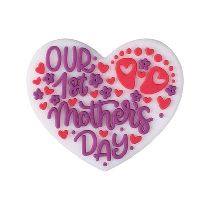 Silicone bead cartoon English letter epoxy loose beads DIY jewelry, heart silicone beads for Mother's Day