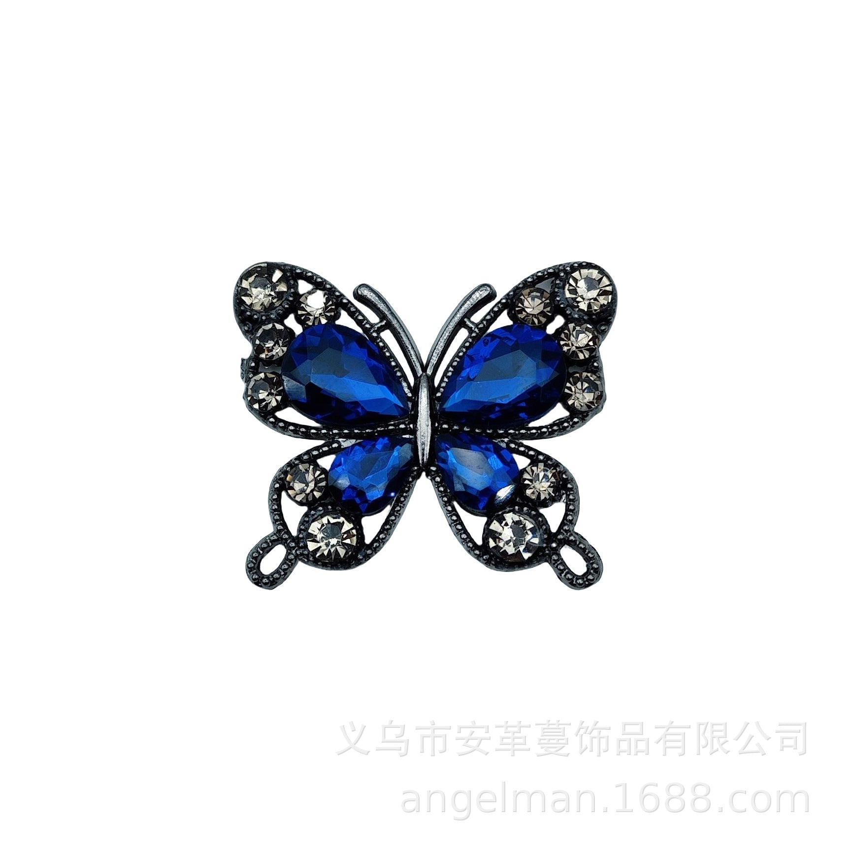 Single-Sided Alloy Rhinestone Butterfly Charm
