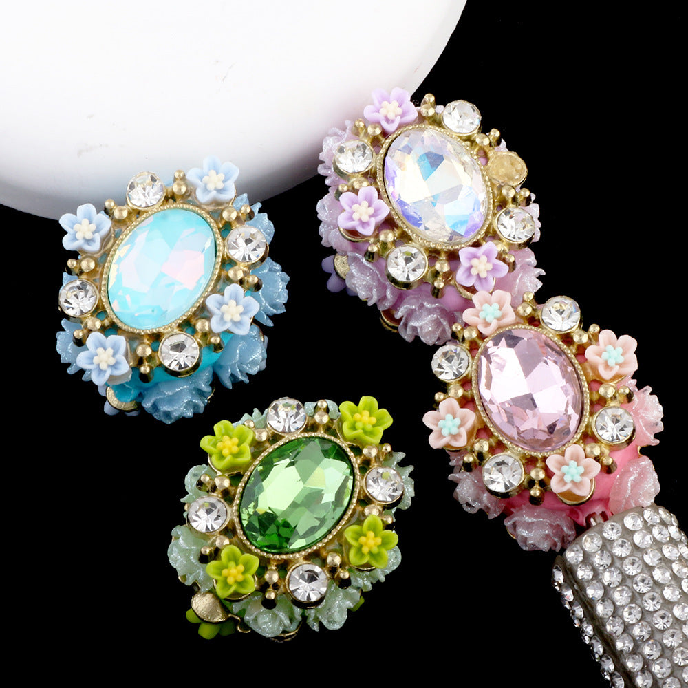 Vintage Floral Ball Zircon Magic Mirror Polymer Clay Bea