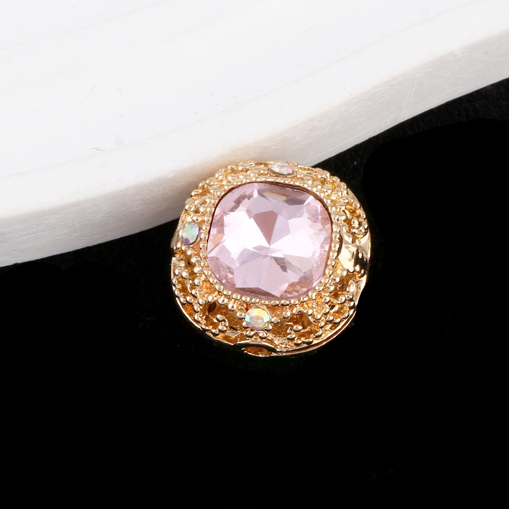 Kimhatter Silver Small Square Rhinestone Alloy Diamond Ball Bead