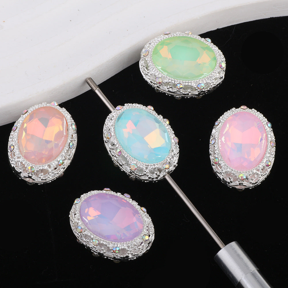 2mm Hole Silver Mocha Alloy Beads for Pen Making (Oval/Heart Shape)