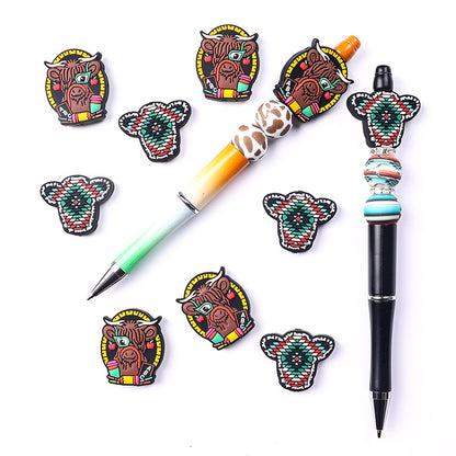 Cartoon highland cow silicone focal beads