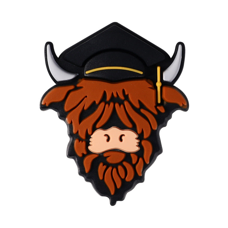 Special cartoon highland cow silicone focal beads
