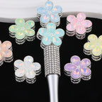 Kimhatter Mocha Alloy 5-Petal Flower Diamond Ball Beads with Straight Hole