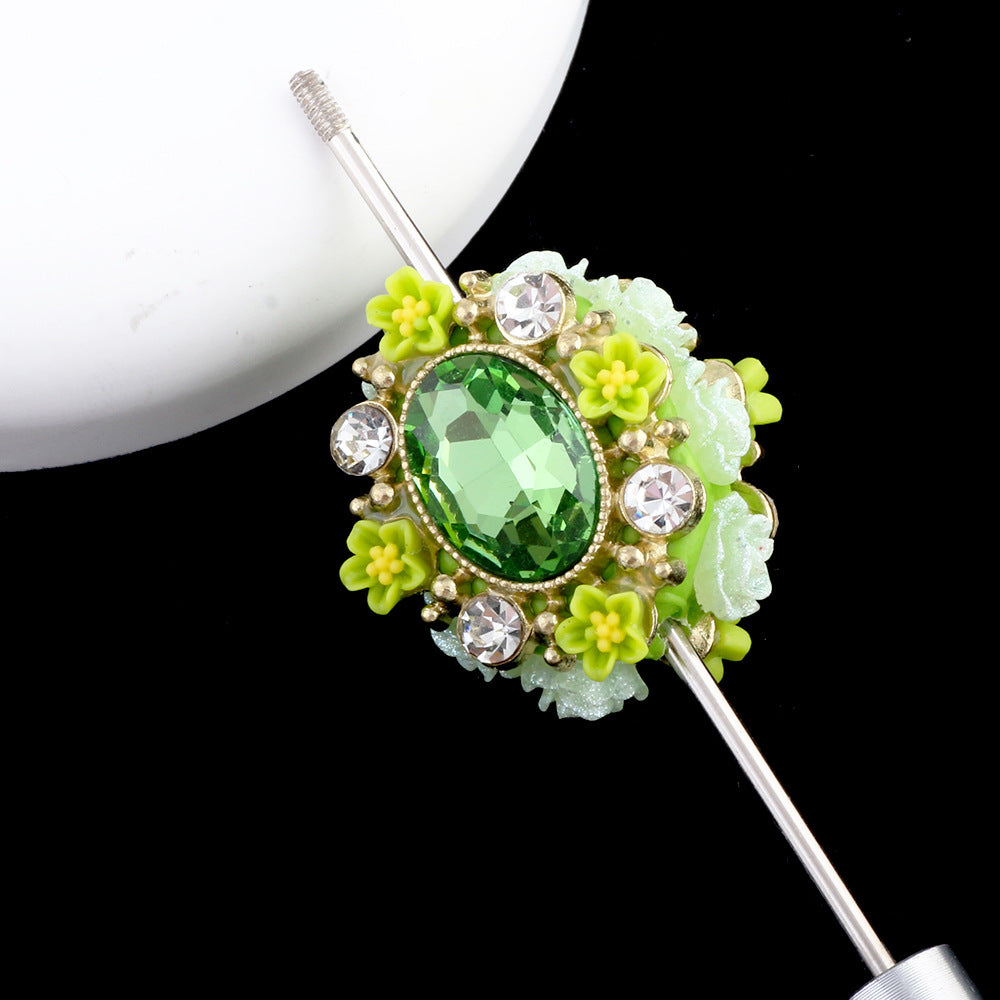 Vintage Floral Ball Zircon Magic Mirror Polymer Clay Bea