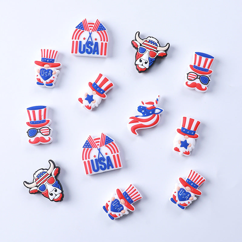 USA Independence day animal themed silicone focal beads