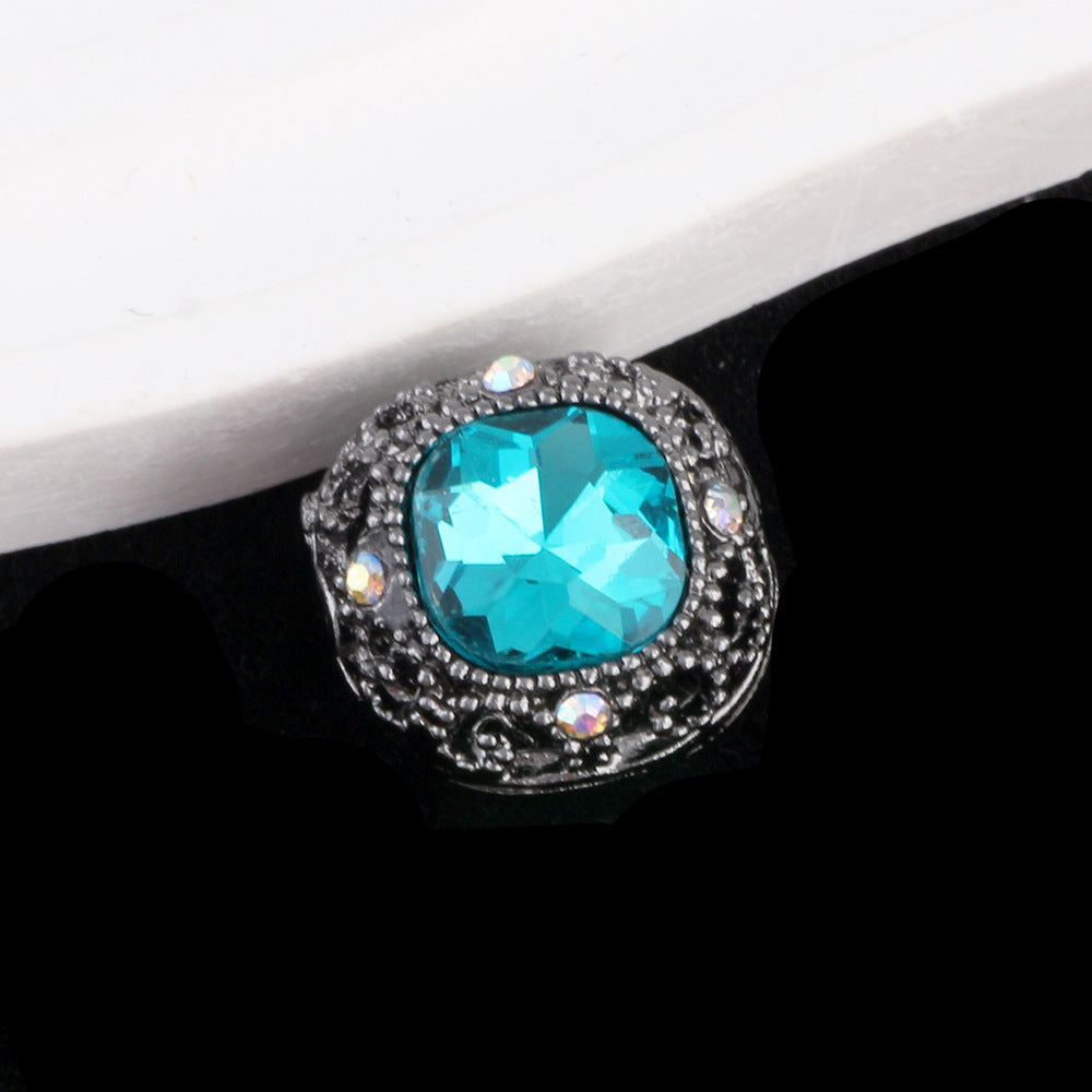 Kimhatter Silver Small Square Rhinestone Alloy Diamond Ball Bead