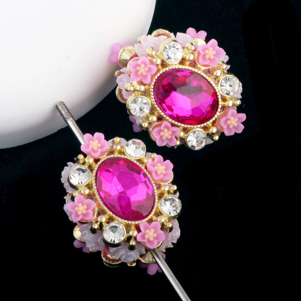 Vintage Floral Ball Zircon Magic Mirror Polymer Clay Bea