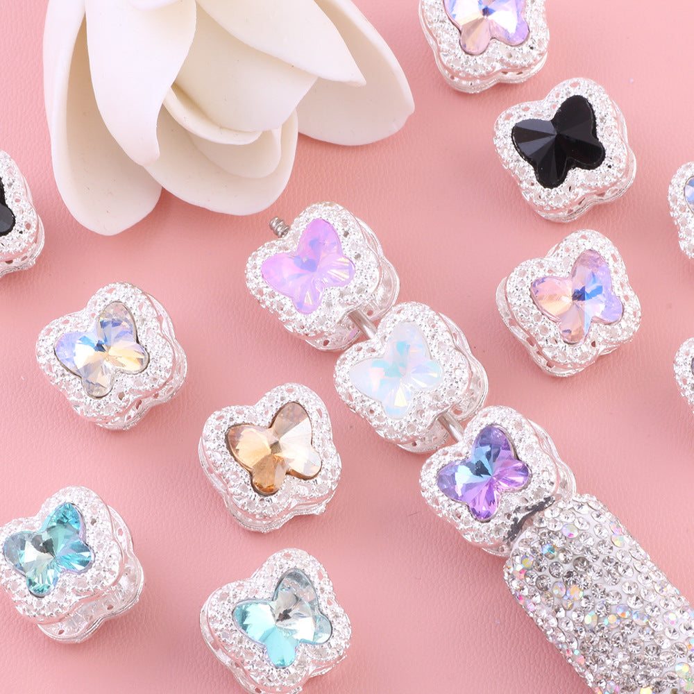 Heavy Duty Double-Sided Alloy Small Butterfly with Zircon