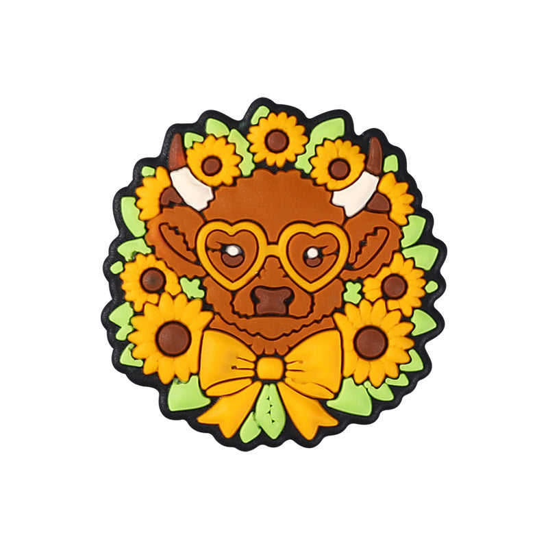Cartoon Sunflower bee, cow silicone focal bead