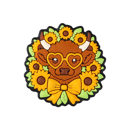 Cartoon Sunflower bee, cow silicone focal bead