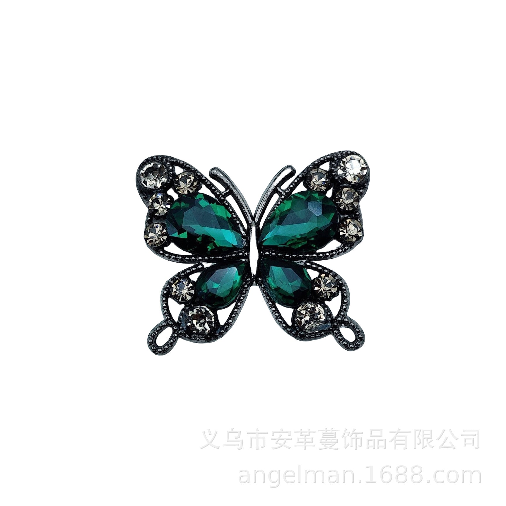 Single-Sided Alloy Rhinestone Butterfly Charm