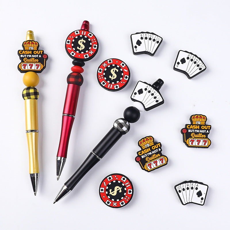 Cartoon lucky card silicone focal beads