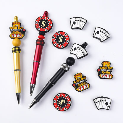 Cartoon lucky card silicone focal beads